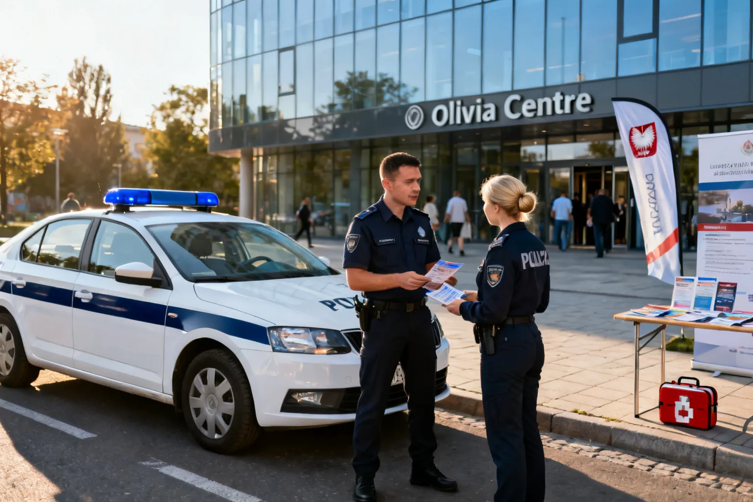 Gdańsk: policjanci na „Safety Day, Bezpieczna Droga do Pracy” w Olivia Centre