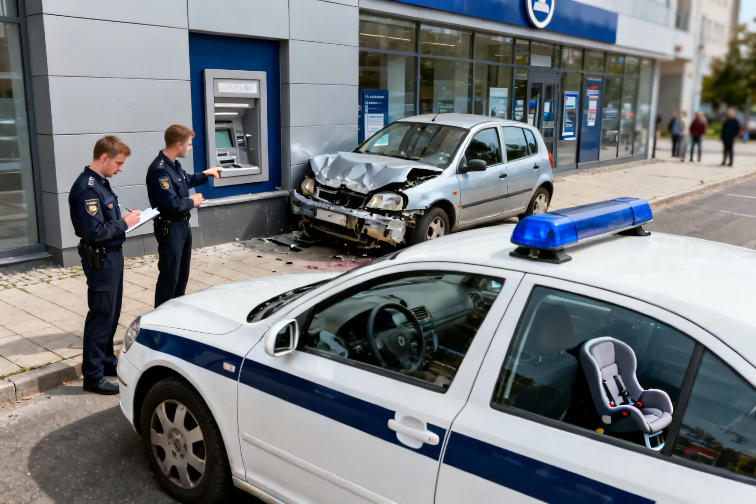 44-latek kierował pijany z 4‑letnim synem. Uderzył w bankomat i został zatrzymany